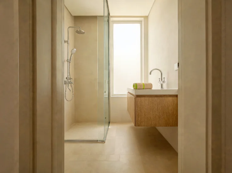 Salle de bain rénovée avec douche à l’italienne